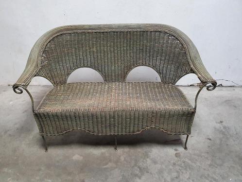 Vintage/Design Rieten Rotan tweezitstoel L135 D46, Tuin en Terras, Tuinstoelen, Zo goed als nieuw, Rotan, Ophalen of Verzenden