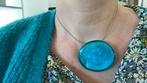 Halsketting metaal en turquoise, Overige materialen, Verstelbaar, Overige kleuren, Ophalen of Verzenden
