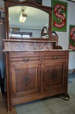 antieke eiken commode met spiegel en marmeren blad, Enlèvement