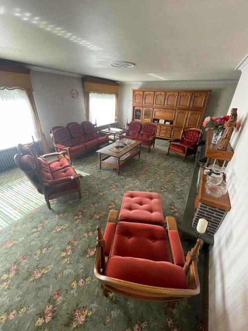 Vintage salonset in bordeaux velours – uitstekend bewaard, Huis en Inrichting, Zetels | Complete zithoeken, Stof, Ophalen