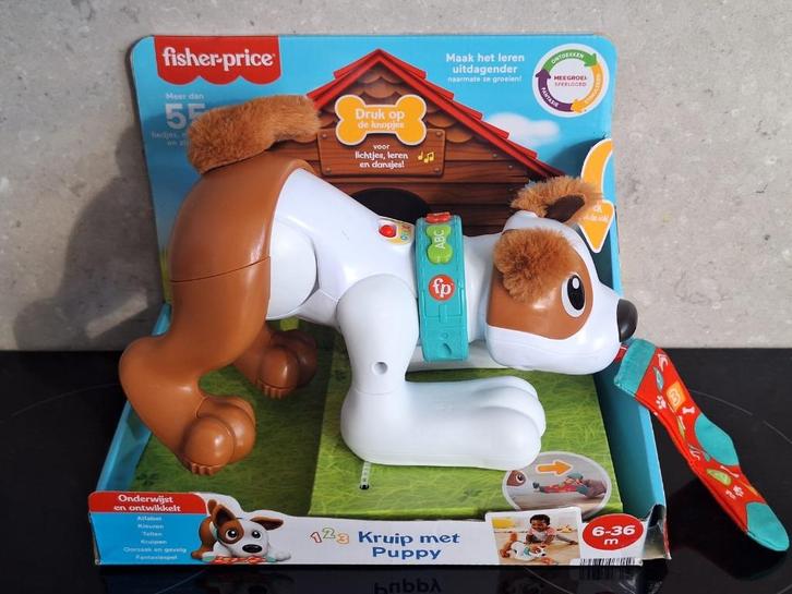 Kruip-en speelhond Fisher-Price, Kinderen en Baby's, Speelgoed | Fisher-Price, Zo goed als nieuw, Duw- of Trekspeelgoed, Met licht