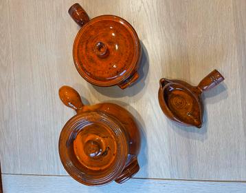 Vallauris Vintage 70’s keramiek handmade kookpotten beschikbaar voor biedingen