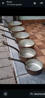 Koperen pannenset + kandelaar +pot, Ophalen