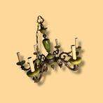 Vintage Kroonluchter Brons & Groen Onyx, Huis en Inrichting, Lampen | Kroonluchters, Ophalen of Verzenden, Gebruikt, Overige materialen