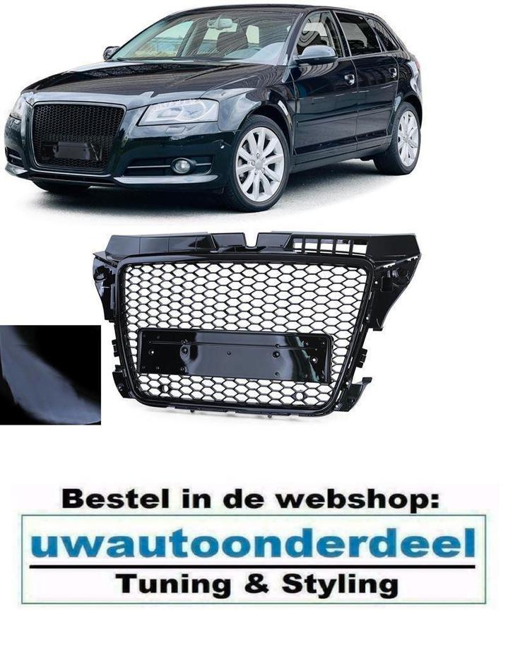Sport Grill Zwart Honingraat Geschikt voor Audi A3 8P RS3 Lo, Auto diversen, Tuning en Styling, Verzenden