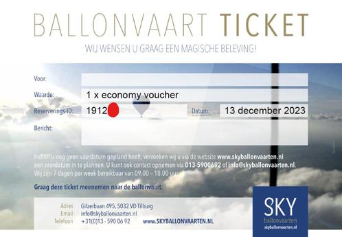 2 ballonvaart vouchers, Tickets en Kaartjes, Recreatie | Pretparken en Attractieparken, Twee personen, Ticket of Toegangskaart