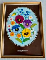 Lijst met bloemen in vilt - Pansy Bouquet - vintage, Antiek en Kunst, Ophalen of Verzenden