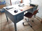 Vintage metaal bureau met laden, Huis en Inrichting, Gebruikt, Vintage-Retro metalen bureau, Ophalen