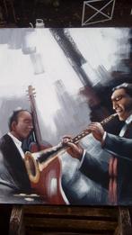 schilderij jazzmuzikanten (1/2), Antiek en Kunst, Kunst | Schilderijen | Modern, Ophalen