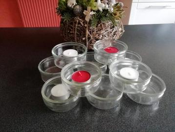 Glazen potjes voor bv theelichtjes of nagerechtjes  beschikbaar voor biedingen