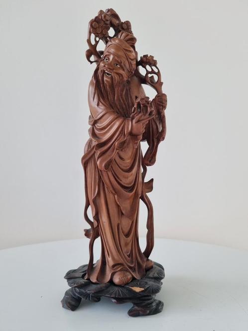 Chinees houten handgesneden sculptuur., Antiek en Kunst, Kunst | Beelden en Houtsnijwerken, Ophalen