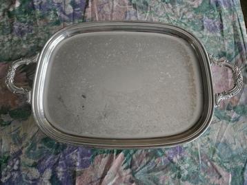 Plat vintage en métal argenté à anses signé Newport M, Enlèvement ou Envoi
