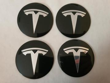Autocollants pour jantes Tesla noirs 4 x 56 mm