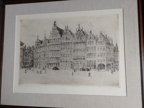 Romain Malfliet  1910 - 2006   Ets  Gildehuizen Antwerpen, Antiek en Kunst, Kunst | Etsen en Gravures, Verzenden