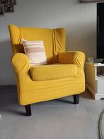 Oorfauteuil met overtrek mosterdgeel, Huis en Inrichting, Zetels | Zetels, Ophalen, Gebruikt, Eenpersoons, Landelijk