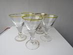 Vintage Hollywood Regency set 5 aperitiefglaasjes verguld 24, Ophalen of Verzenden
