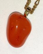 Ketting edelsteen hanger carneool vintage, Handtassen en Accessoires, Kettingen, Verzenden, Nieuw, Oranje, Steen of Mineraal