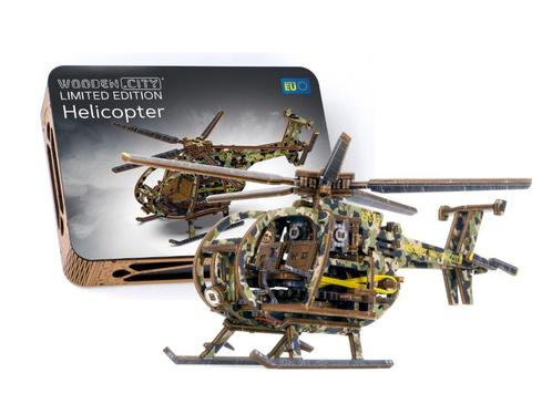 3D Houten Puzzel Helikopter - DIY Wood Color Collection, Hobby en Vrije tijd, Modelbouw | Vliegtuigen en Helikopters, Nieuw, Helikopter