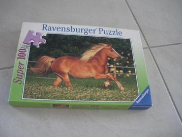 Puzzel met de foto van een paard - 100 stukjes; + 6 jaar, Hobby en Vrije tijd, Ophalen of Verzenden, Minder dan 500 stukjes, Zo goed als nieuw