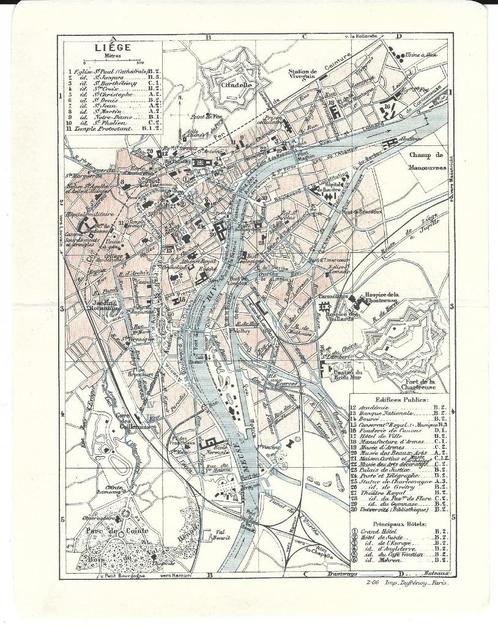 1905 - Liège - plan de la ville, Livres, Atlas & Cartes géographiques, Enlèvement ou Envoi