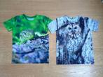 2 t-shirts garçon hibou lézard - taille 140 (10 ans), Jongen, Gebruikt, Ophalen