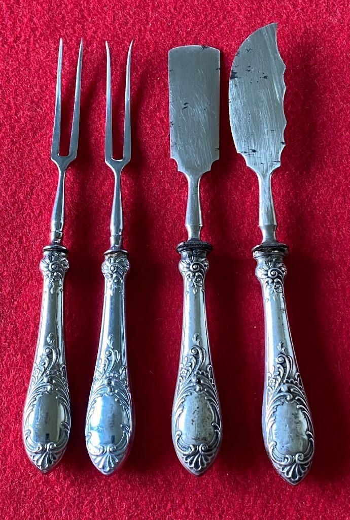 4 sterling zilveren ontbijtserviesbestek, Antiek en Kunst, Antiek | Zilver en Goud, Zilver, Ophalen of Verzenden