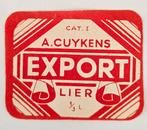 Export A.Cuykens Lier Etiquette biere Label 30, Verzamelen, Verzenden, Zo goed als nieuw, Overige typen, Overige merken