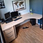 Hoekbureau (b:180cm) met veel werkruimte + ladekast (b:42cm), Huis en Inrichting, Bureaus, Ophalen, Zo goed als nieuw, Bureau