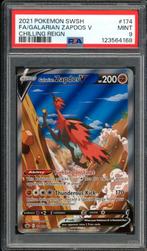 Galarian Zapdos V PSA 9 - 174/198 - Chilling Reign 2021, Hobby en Vrije tijd, Verzamelkaartspellen | Pokémon, Ophalen of Verzenden