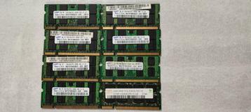 Laptopgeheugen Samsung Hynix DDR2 8x 2GB 667Mhz, Enlèvement ou Envoi, DDR2, Utilisé, 2 GB