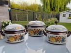 Vintage set van 3 kookpotten, Ophalen, Zo goed als nieuw