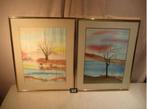 2 magnifiques aquarelles « Les arbres et la nature » - M v d, Antiquités & Art, Art | Peinture | Classique, Enlèvement ou Envoi