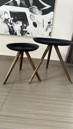 Bijzettafels - houten poten en blad zwart metaal, Antiek en Kunst, Antiek | Meubels | Kasten, Ophalen