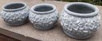 3 landelijke stenen bloempotten, Ophalen, Overige materialen, Binnen, Zo goed als nieuw