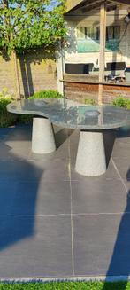 Marmeren tuintafel, Tuin en Terras, Ophalen, Gebruikt, Ovaal, Overige materialen