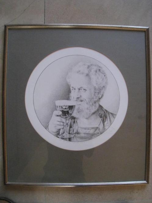 Zelfportret in potlood van schilder Karel Moers, 1988, Antiek en Kunst, Kunst | Tekeningen en Fotografie, Ophalen of Verzenden