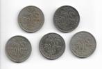 Belgisch Congo: : 5 X 50 cent VL (1921/1923/2X1925/1928), Postzegels en Munten, Verzenden, Losse munt
