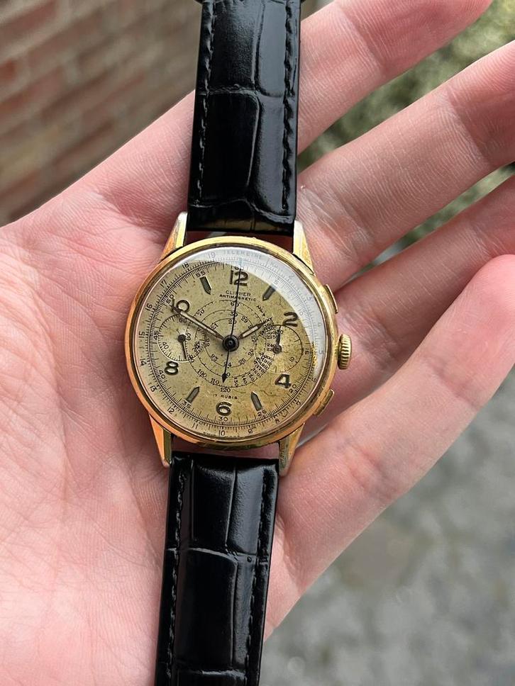 Vintage horloge chronograaf, Bijoux, Sacs & Beauté, Montres | Anciennes | Antiquités, Montre-bracelet, Autres marques, Enlèvement