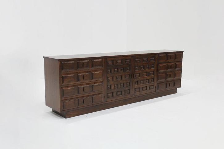 Vintage Spaans Brutalist sideboard Jaren 70, Antiek en Kunst, Antiek | Meubels | Kasten, Ophalen