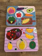 2 inlegpuzzels groenten & fruit, Ophalen, 10 tot 50 stukjes, Zo goed als nieuw, Van hout