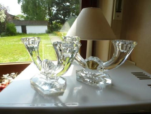 BOUGEOIRS EN CRISTAL, Antiek en Kunst, Antiek | Kandelaars, Kristal, Ophalen