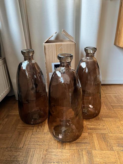 vases en verre recyclé brun, Maison & Meubles, Accessoires pour la Maison | Vases, Comme neuf, Verre, Enlèvement