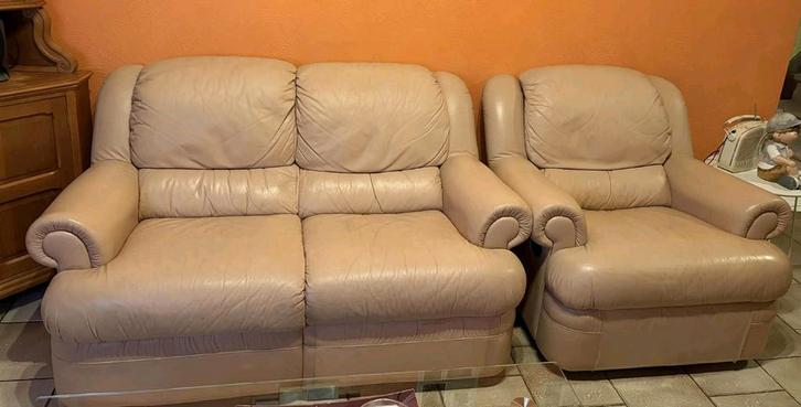 Salon Cuir, Maison & Meubles, Canapés | Coins salons complets, Utilisé, Cuir, Enlèvement