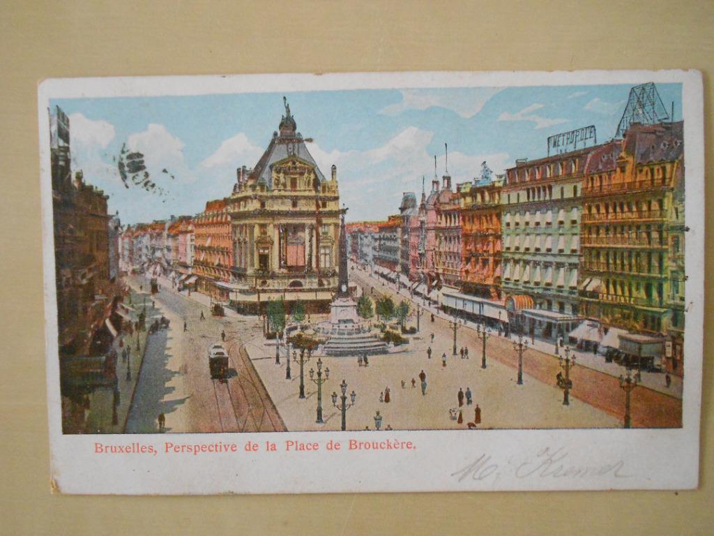 4 cartes postales place de Brouckère Bruxelles, Enlèvement ou Envoi, Avant 1920, Affranchie, Bruxelles (Capitale)