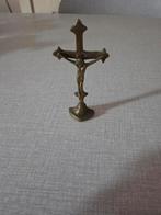 Koperen beeldje Christus aan kruis., Ophalen of Verzenden, Zo goed als nieuw, Beeld(je), Christendom | Katholiek
