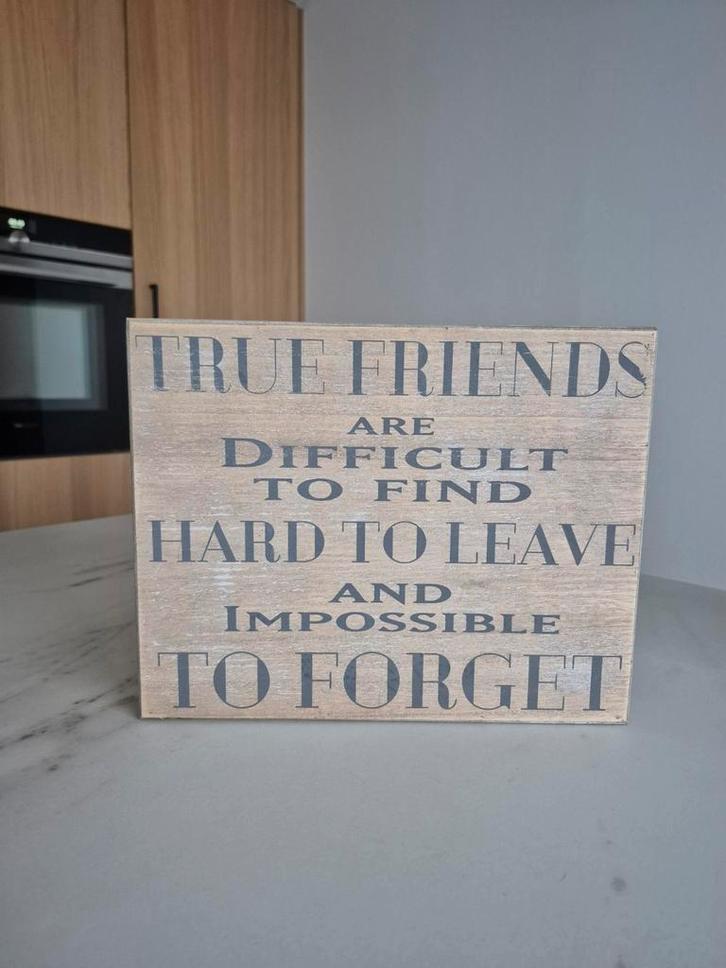 Houten tekstbord vriendschap, Huis en Inrichting, Woonaccessoires | Tekstborden en Spreuken, Nieuw, Ophalen of Verzenden