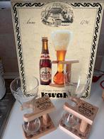 2 KWAK-glazen en kartonnen bord, Ophalen of Verzenden, Zo goed als nieuw