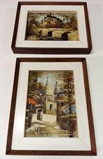2 schilderijen - Parijse stadsgezichten - impressie, Ophalen