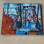 Kleurrijk olieverfschilderij op doek Renaat Savels gesign., Ophalen of Verzenden