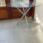 ronde glazen tafel, Huis en Inrichting, Tafels | Eettafels, Ophalen, Rond, Zo goed als nieuw, Glas